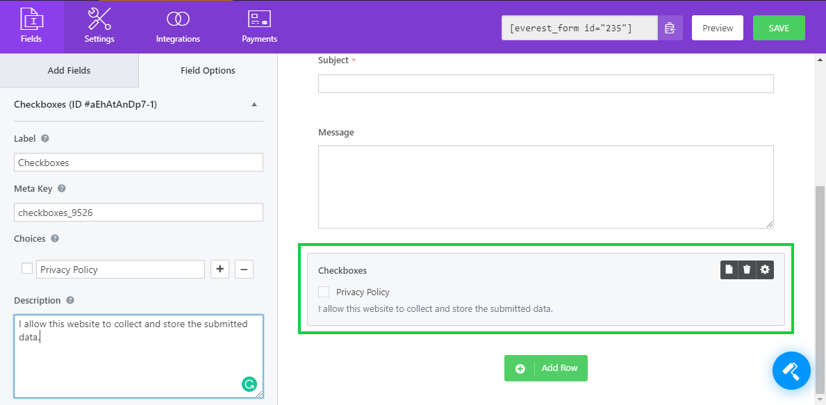 Everest Form User Consent