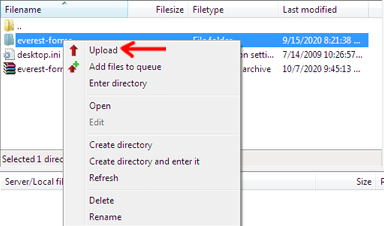 Upload Button in FTP