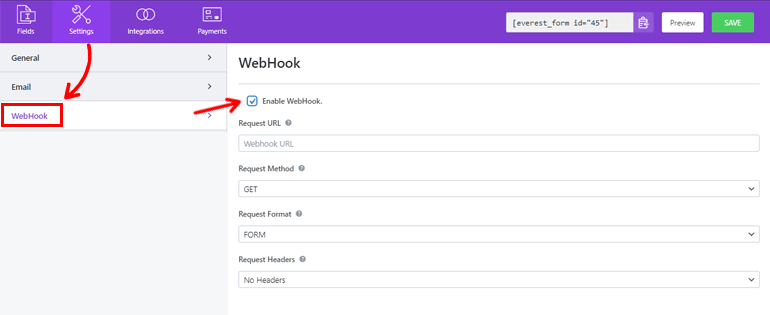 WebHook Settings