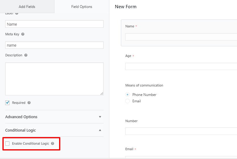 wordpress forms conditional logic