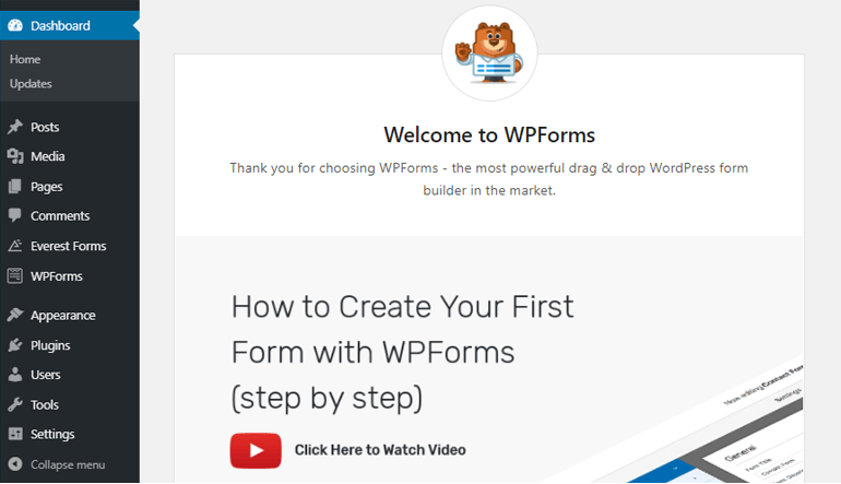 WPForms Welcome Page