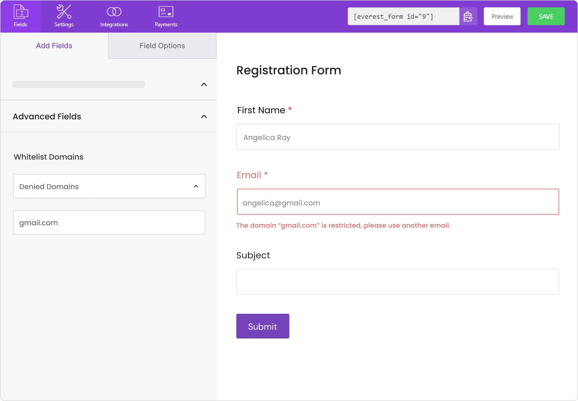 Whitelist/Blacklist Domain